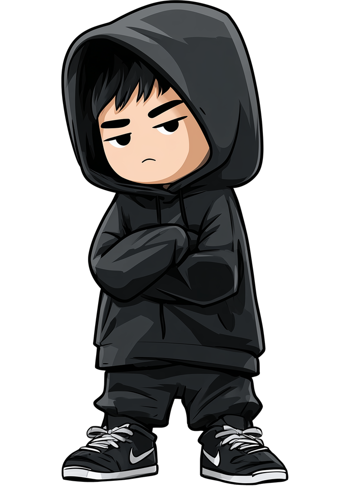 DJ Gronk1e in a black hoodie, arms folded and wearing his signature unimpressed expression.